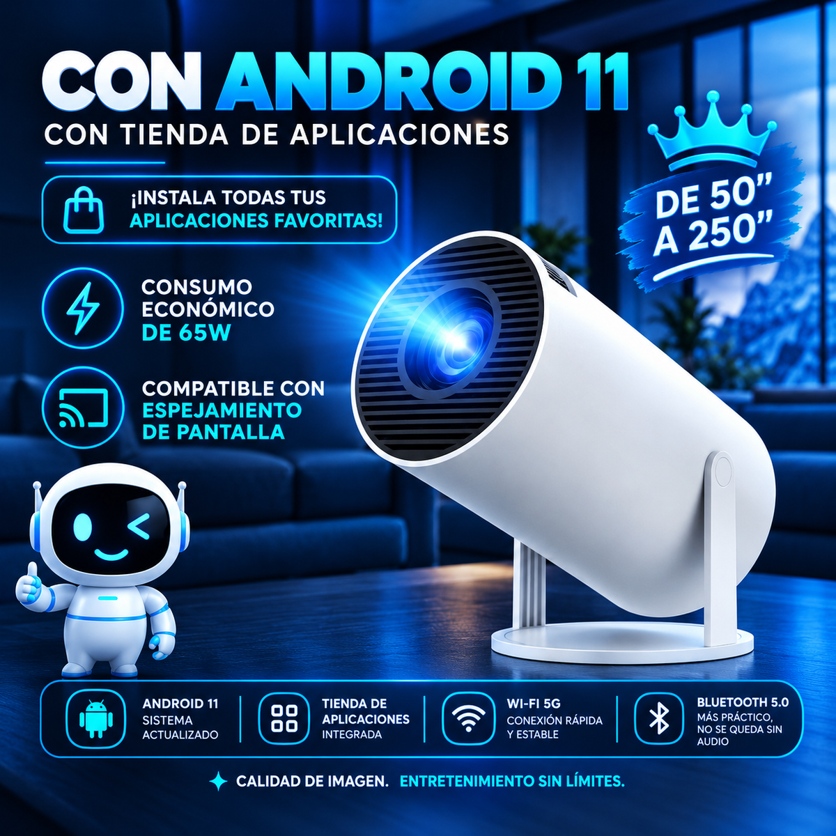 Proyector HY300 Smart Android Full HD Portátil – Cine en Casa