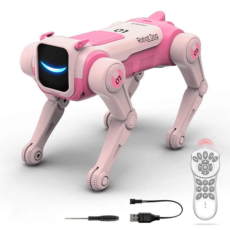 Perro robot acrobático con control remoto.