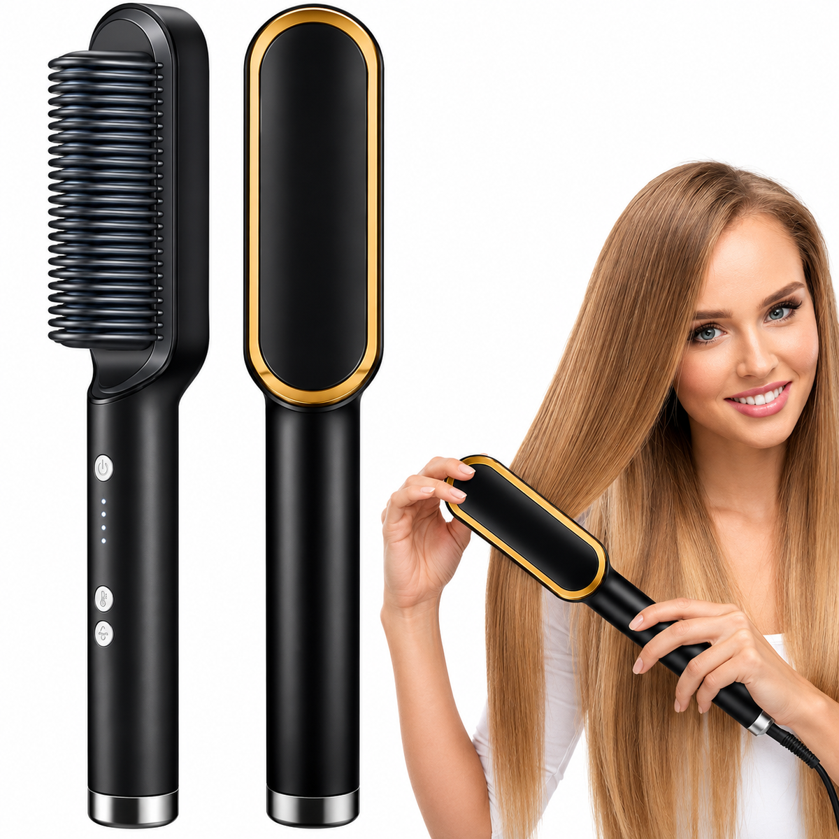 Cepillo Alisador 2 en 1 – Cabello Liso y Sin Frizz