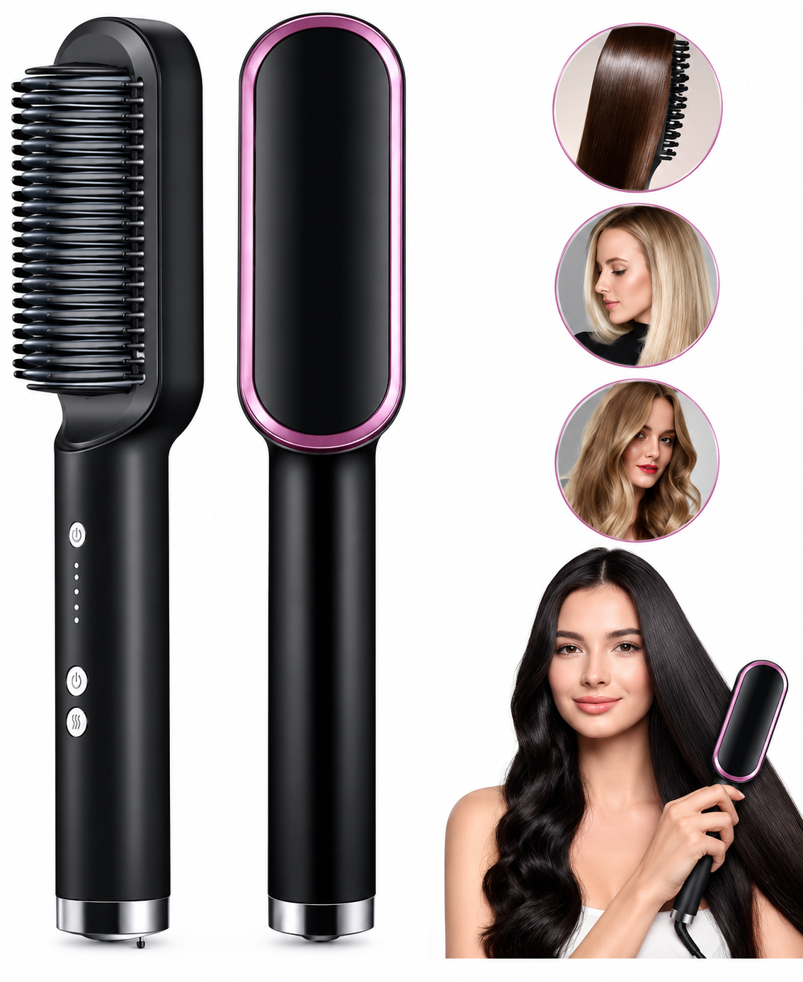 Cepillo Alisador 2 en 1 – Cabello Liso y Sin Frizz
