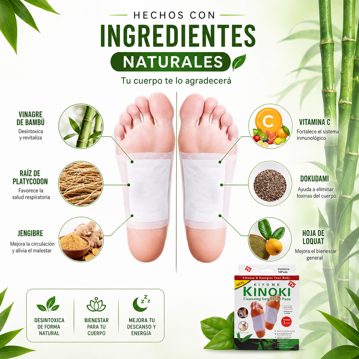 Parches Detox Kinoki para Pies