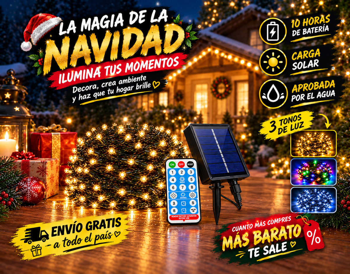 Luces de Navidad Solares 200 LED 🎄☀️