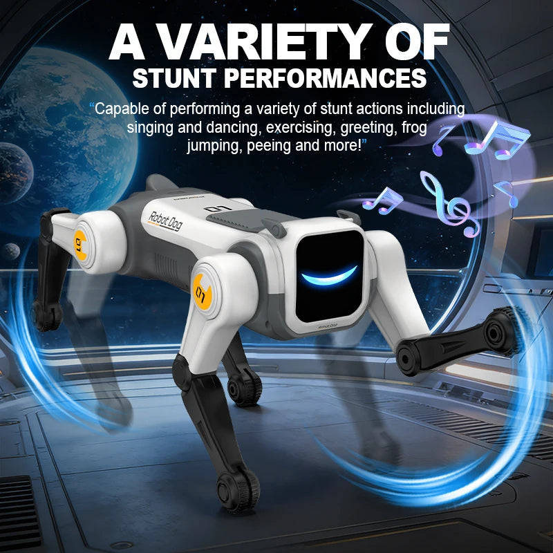 Perro robot acrobático con control remoto.