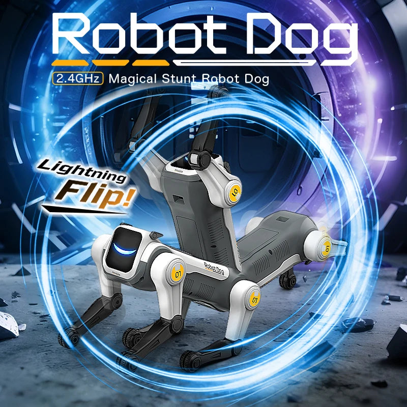 Perro robot acrobático con control remoto.