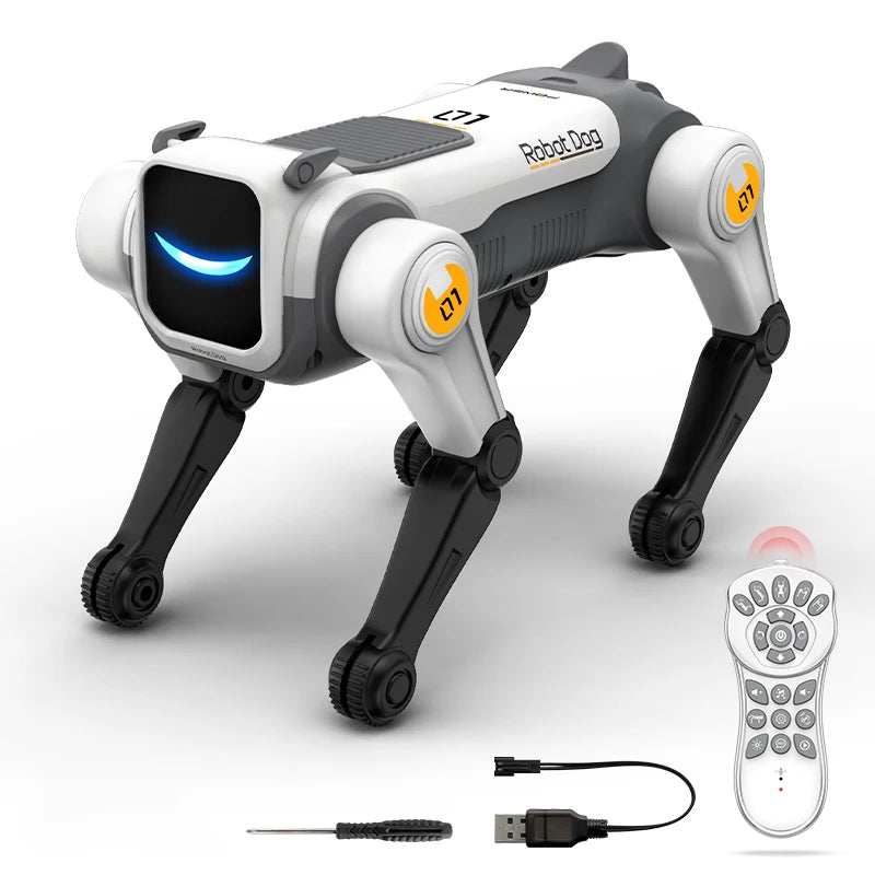 Perro robot acrobático con control remoto.